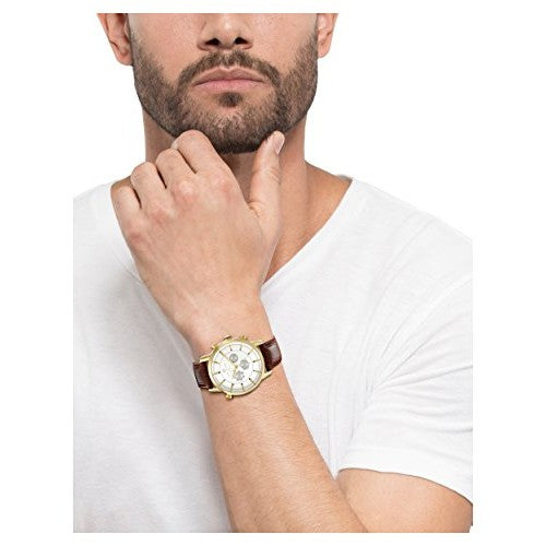  Shop Authentic Tommy Hilfiger Harrison White Dial Brown Leather Strap Watch for Men - 1790874 - Luxxuri