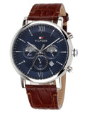 Shop Authentic Tommy Hilfiger Evan Chronograph Blue Dial Brown Leather Strap Watch for Men - 1710393 - Luxxuri