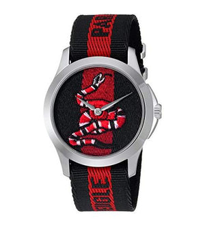  Shop Authentic Gucci Le Marche Des Merveilles Blue Red Dial Blue Red Nylon Strap Unisex Watch - YA126493 - Luxxuri