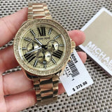  Shop Authentic Michael Kors Wren Chronograph Crystal Pave Gold Dial Gold Steel Strap Watch for Women - MK6095 - Luxxuri