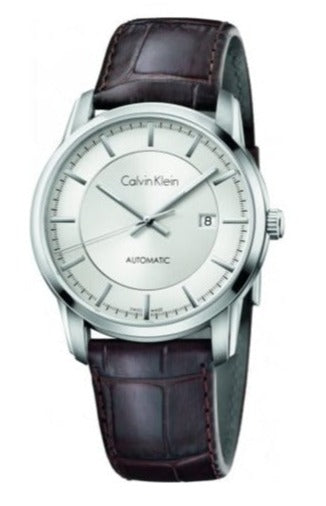 Shop Authentic Calvin Klein Infinity Silver Dial Brown Leather Strap Watch for Men - K5S341G6 - Luxxuri