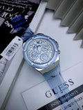  Shop Authentic Guess Athena Active Life Clear White Dial Blue Rubber Strap Watch for Women - GW0409L1 - Luxxuri