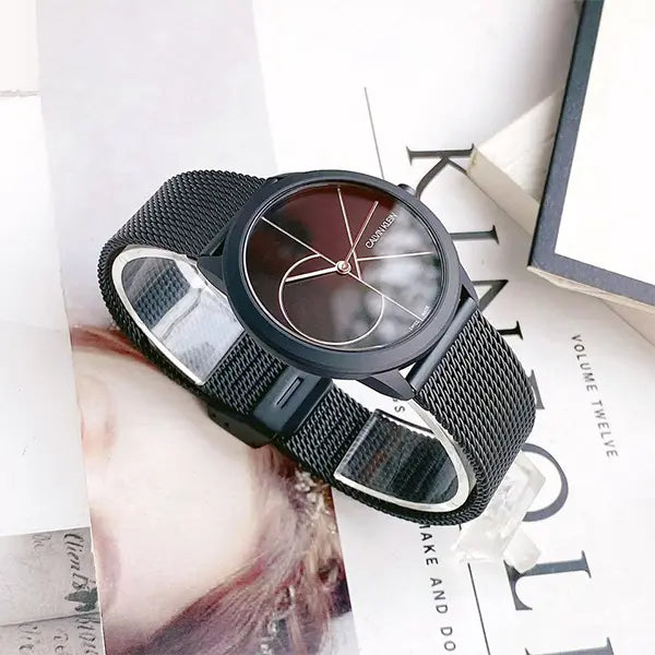 Shop Authentic Calvin Klein Minimal Black Dial Black Mesh Bracelet Watch for Men - K3M5145X - Luxxuri