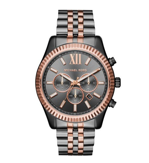  Shop Authentic Michael Kors Lexington Chronograph Black Dial Two Tone Steel Strap Watch for Men - MK8561 - Luxxuri