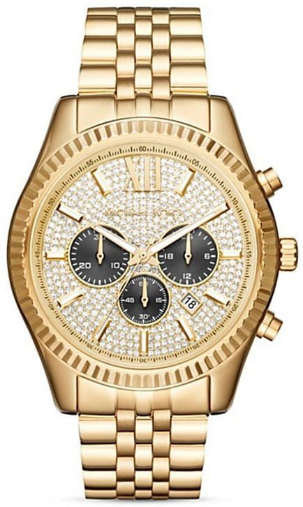  Shop Authentic Michael Kors Lexington Crystals Gold Dial Gold Steel Strap Watch for Men - MK8494 - Luxxuri
