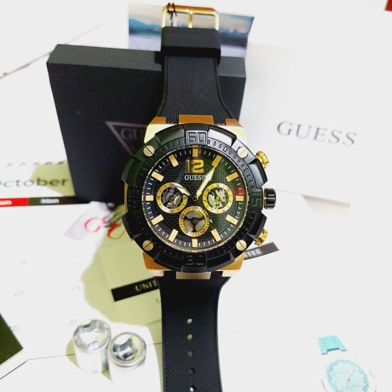  Shop Authentic Guess Navigator Chronograph Black Dial Black Rubber Strap Watch for Men - GW0264G3 - Luxxuri