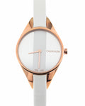  Shop Authentic Calvin Klein Rebel White Grey Dial White Leather Strap Watch for Women - K8P236L6 - Luxxuri