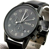  Shop Authentic Hugo Boss Navigator Black Dial Black Leather Strap Watch for Men - 1513497 - Luxxuri