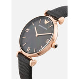  Shop Authentic Emporio Armani Gianni T Bar Black Mother of Pearl Dial Black Leather Strap Watch For Women - AR11060 - Luxxuri