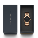  Shop Authentic Daniel Wellington Iconic Link Black Dial Rose Gold Steel Strap Watch For Men - DW00100344 - Luxxuri