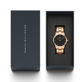  Shop Authentic Daniel Wellington Iconic Link Black Dial Rose Gold Steel Strap Watch for Women - DW00100210 - Luxxuri