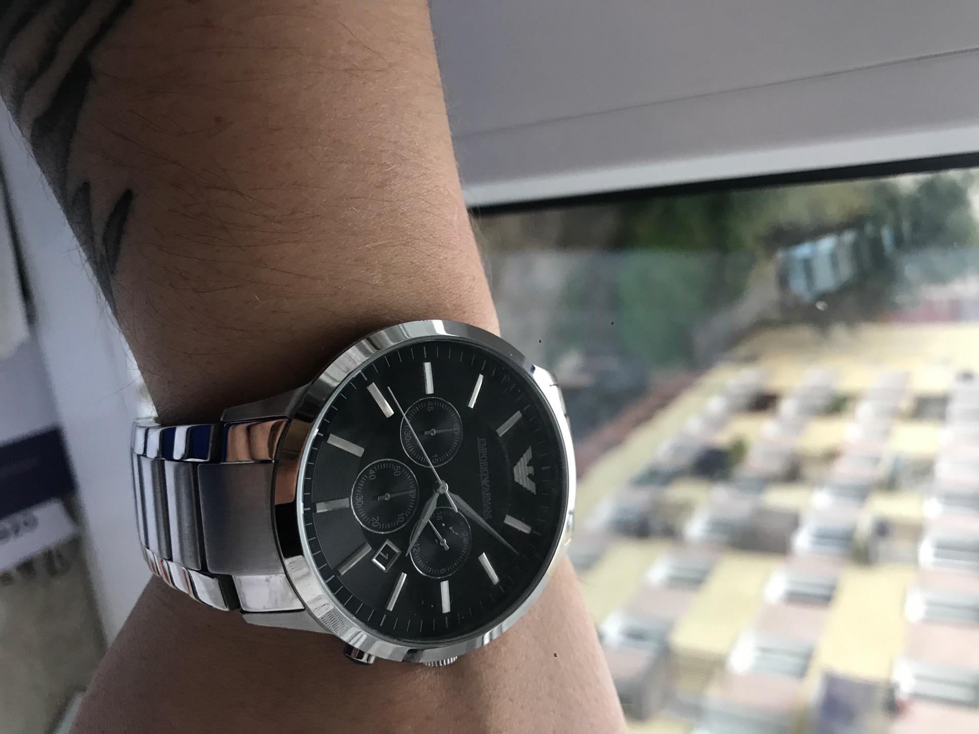 Emporio Armani Sportivo Chronograph Black Dial Silver Steel Strap Watch For Men - AR2460