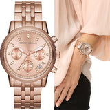  Shop Authentic Michael Kors Ritz Chronograph Rose Gold Dial Rose Gold Steel Strap Watch for Women - MK6077 - Luxxuri