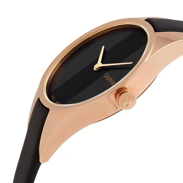  Shop Authentic Calvin Klein Rebel Black Dial Black Leather Strap Watch for Women - K8P236C1 - Luxxuri