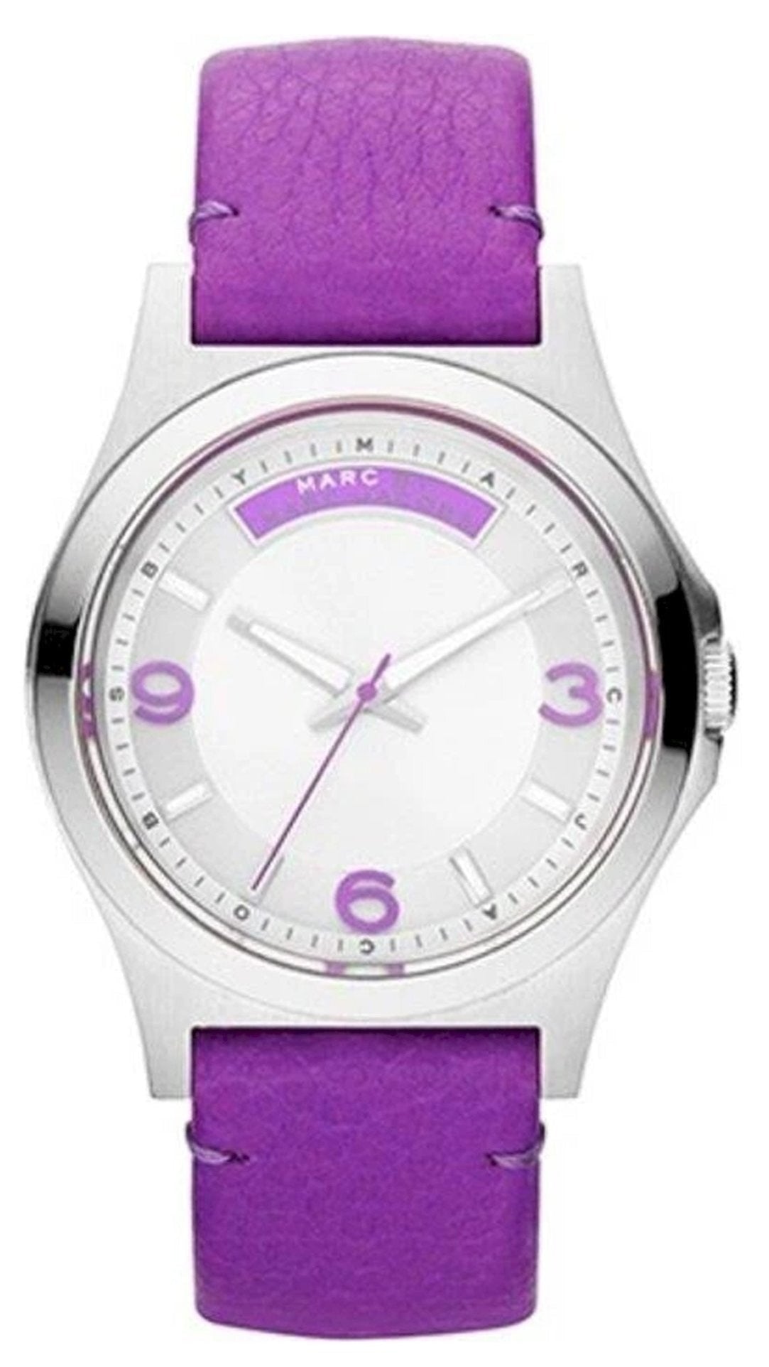  Shop Authentic Marc Jacobs Baby Dave Silver Dial Purple Leather Strap Watch for Women - MBM1262 - Luxxuri