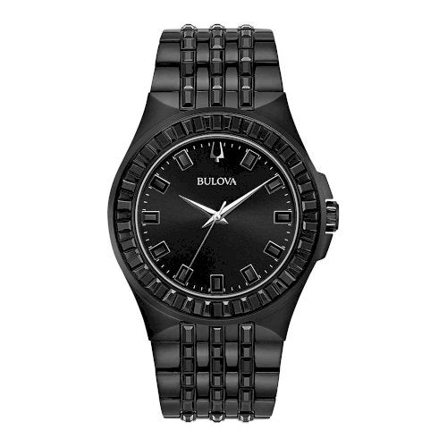  Shop Authentic Bulova Crystal Collection Phantom Black Dial Black Steel Strap Watch for Men - 98A240 - Luxxuri