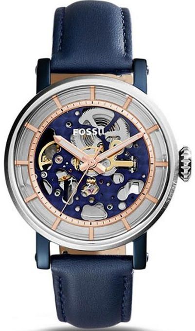  Shop Authentic Fossil Boyfriend Skeleton Blue Dial Blue Leather Strap Watch for Women - ME3136 - Luxxuri