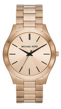 Michael Kors Slim Runway Three-Hand Gold Dial Gold Steel Strap Watch for Women - MK9122