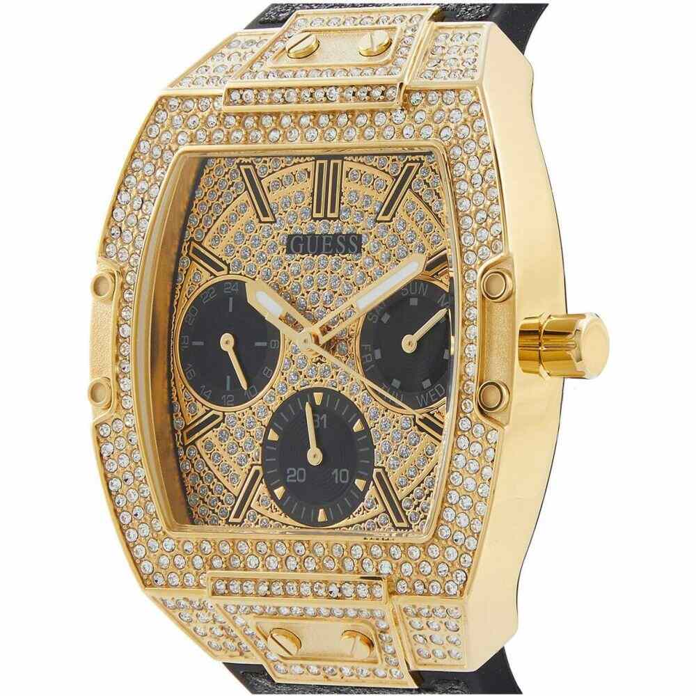  Shop Authentic Guess Raven Diamonds Champagne Dial Black Rubber Strap Watch For Women - GW0105L2 - Luxxuri
