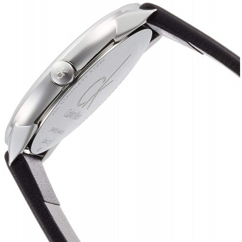  Shop Authentic Calvin Klein Minimal Silver Dial Black Leather Strap Watch for Men - K3M221CY - Luxxuri