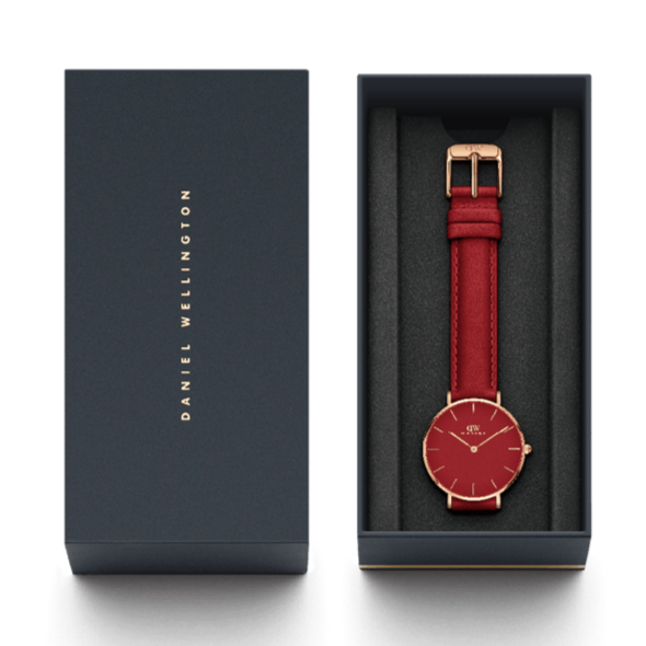  Shop Authentic Daniel Wellington Petite Suffolk Red Dial Red Leather Strap Watch For Women - DW00100404 - Luxxuri