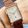 Shop Authentic Calvin Klein Window Silver Dial Brown Leather Strap Watch for Men - K2M21126 - Luxxuri