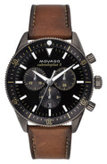 Movado Heritage Series 29mm Calendoplan Chronograph Black Dial Brown Leather Strap Watch For Men - 3650060