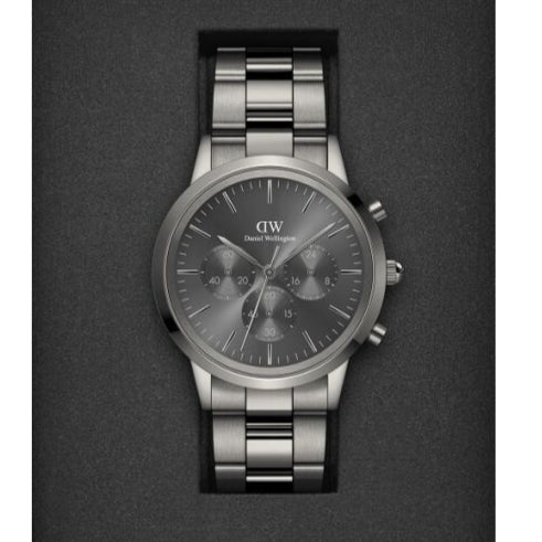  Shop Authentic Daniel Wellington Iconic Link Chronograph Grey Dial Grey Steel Strap Watch for Men - DW00100643 - Luxxuri