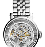  Shop Authentic Fossil Boyfriend Automatic Skeleton Silver Dial Silver Steel Strap Watch for Women - ME3067 - Luxxuri