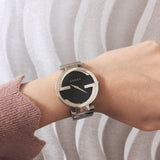  Shop Authentic Gucci G Interlocking Black Dial Silver Steel Strap Watch For Women - YA133307 - Luxxuri