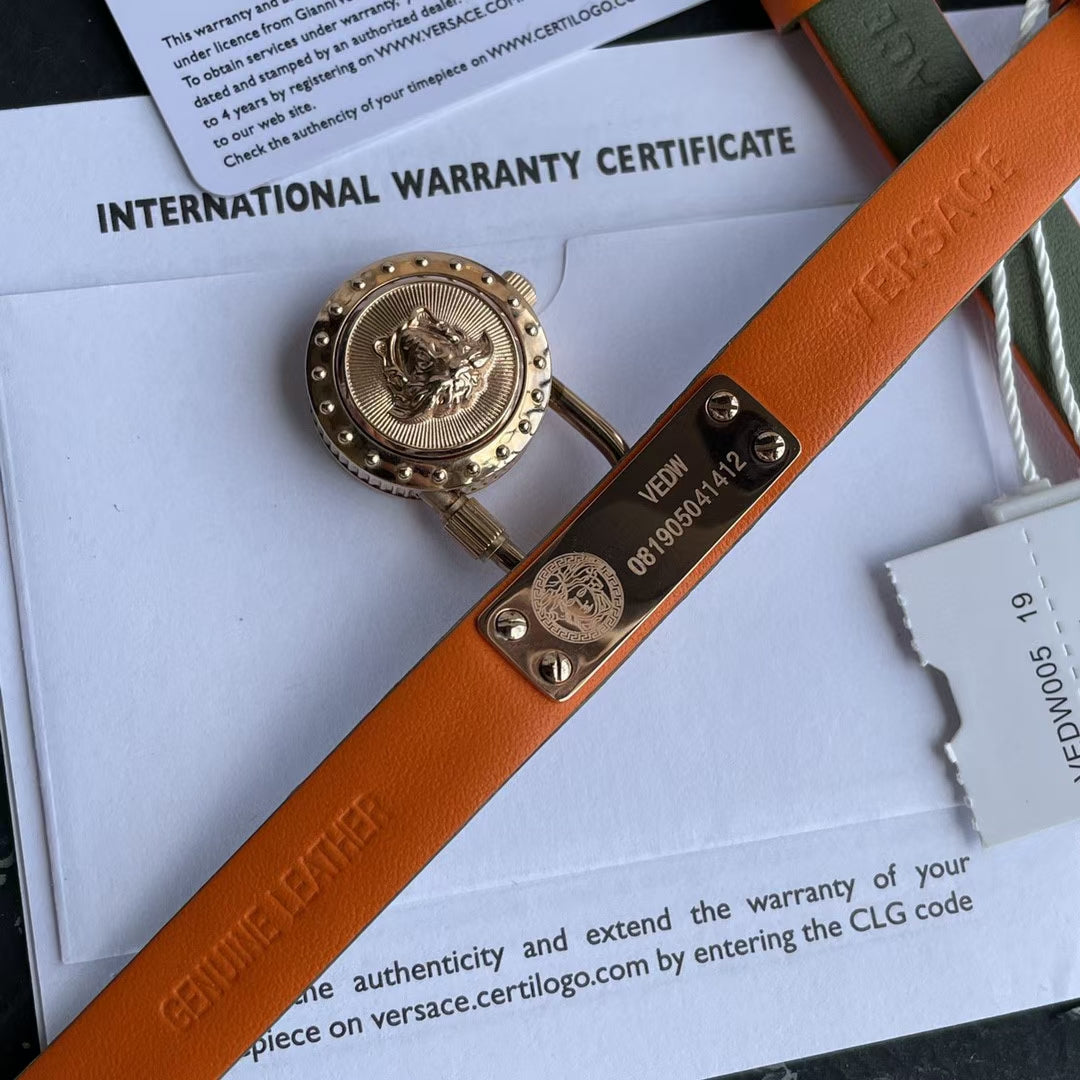  Shop Authentic Versace Medusa Lock Icon Quartz Beige Dial Green Leather Strap Watch for Women - VEDW00519 - Luxxuri