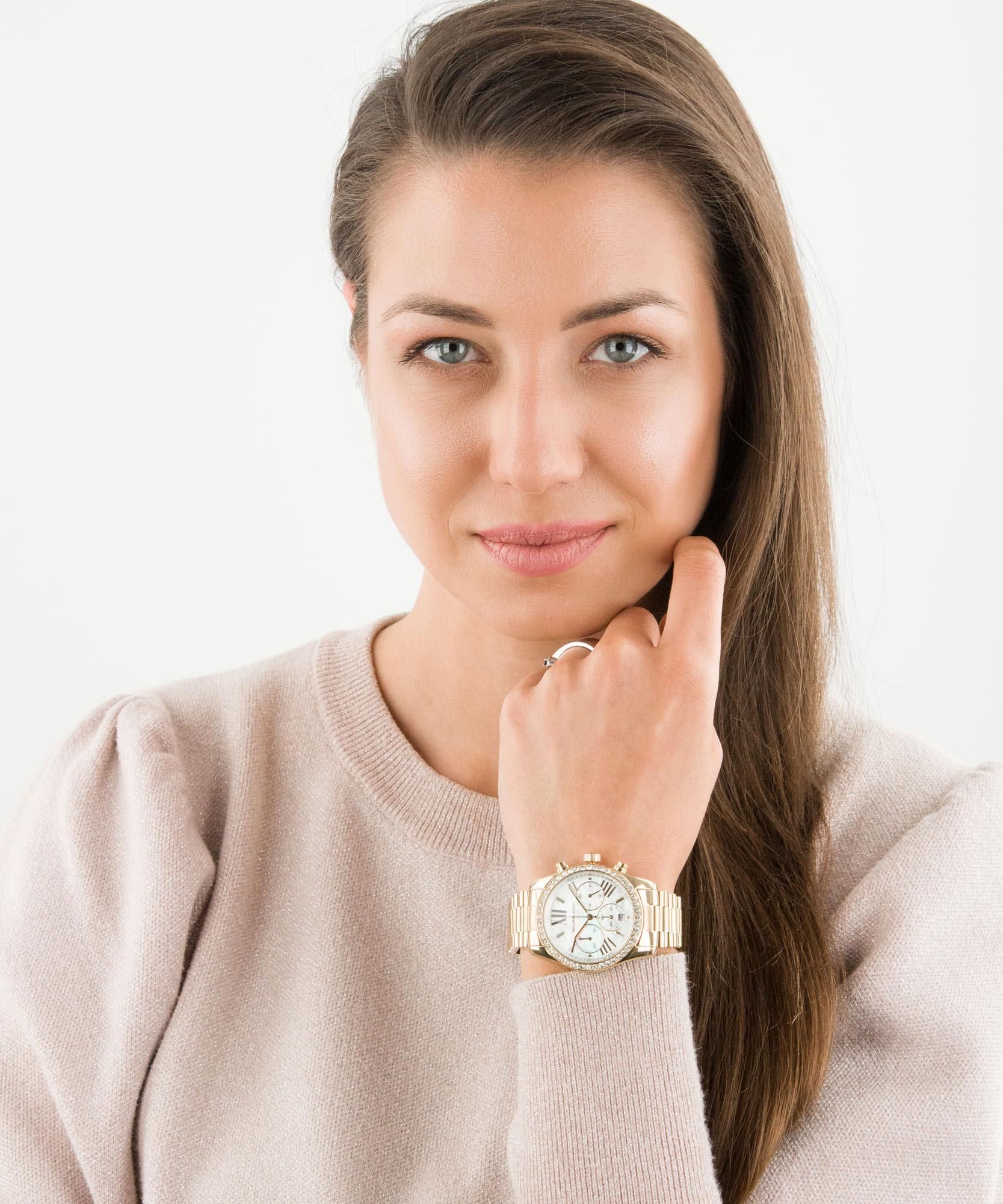  Shop Authentic Michael Kors Lexington Mother of Pearl White Dial Gold Steel Strap Watch For Women - MK7241 - Luxxuri