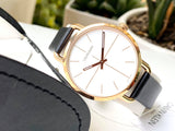  Shop Authentic Calvin Klein Even White Dial Black Leather Strap Watch for Women - K7B236C6 - Luxxuri