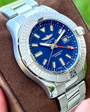  Shop Authentic Breitling Avenger Automatic GMT 45 Blue Dial Silver Steel Strap Watch for Men - A32395101C1A1 - Luxxuri