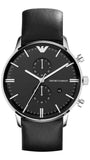  Shop Authentic Emporio Armani Gianni Chronograph Black Dial Black Leather Strap Watch For Men - AR0397 - Luxxuri