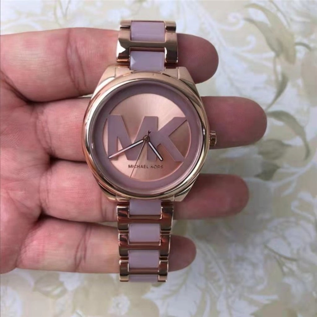  Shop Authentic Michael Kors Janelle Three Hand Rose Gold Dial Two Tone Steel Strap Watch For Women - MK7135 - Luxxuri