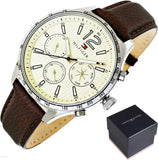  Shop Authentic Tommy Hilfiger Gavin Chronograph White Dial Brown Leather Strap Watch for Men - 1791467 - Luxxuri