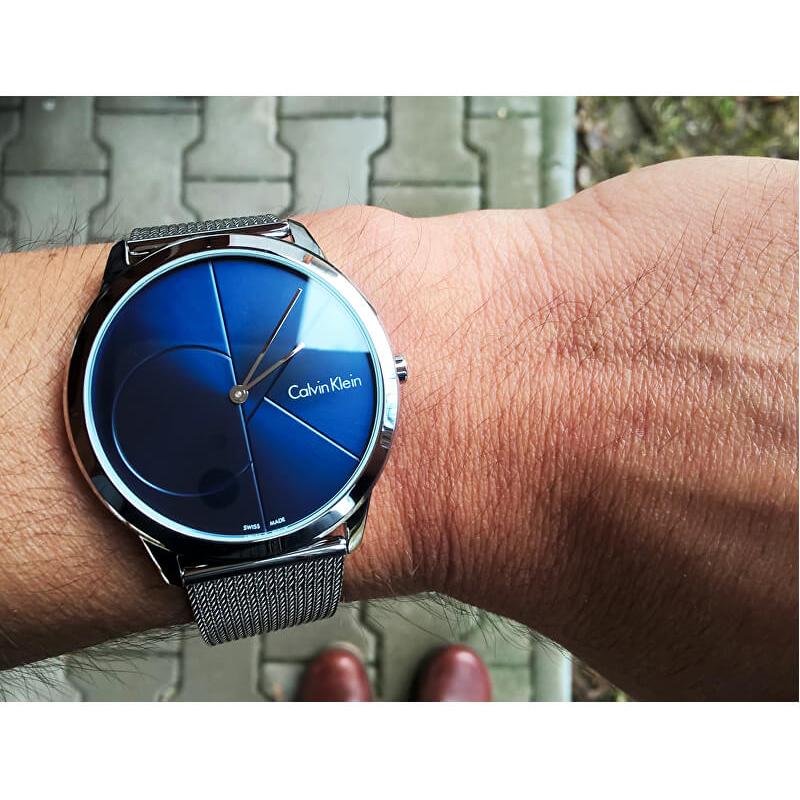  Shop Authentic Calvin Klein Minimal Blue Dial Silver Mesh Bracelet Watch for Men - K3M2112N - Luxxuri