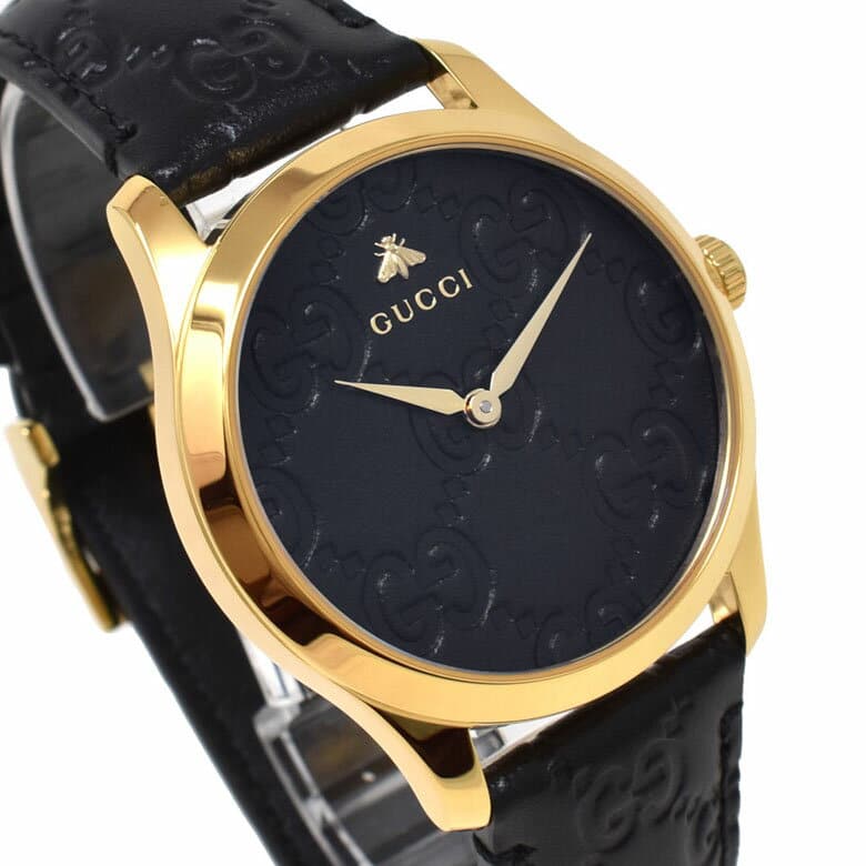  Shop Authentic Gucci G Timeless Quartz Black Dial Black Leather Strap Watch For Women - YA1264034A - Luxxuri
