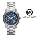  Shop Authentic Michael Kors Hunger Stop 100 Series Navy Blue Dial Silver Steel Strap Watch for Women - MK5814 - Luxxuri