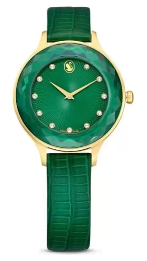  Shop Authentic Swarovski Octea Nova Crystals Green Dial Green Leather Strap Watch for Women - 5650005 - Luxxuri