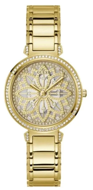  Shop Authentic Guess Lily Quartz Gold Dial Gold Steel Strap Watch For Women - GW0528L2 - Luxxuri