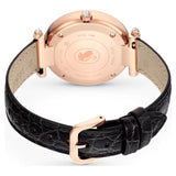  Shop Authentic Swarovski Crystalline Wonder Silver Dial Black Leather Strap Watch for Women - 5653359 - Luxxuri