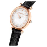  Shop Authentic Swarovski Crystalline Wonder Silver Dial Black Leather Strap Watch for Women - 5653359 - Luxxuri