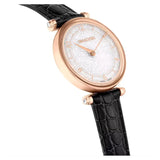  Shop Authentic Swarovski Crystalline Wonder Silver Dial Black Leather Strap Watch for Women - 5653359 - Luxxuri