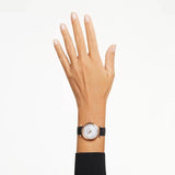  Shop Authentic Swarovski Crystalline Wonder Silver Dial Black Leather Strap Watch for Women - 5653359 - Luxxuri