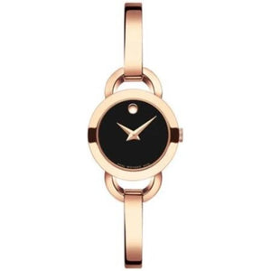  Shop Authentic Movado Rondiro 22mm Black Dial Rose Gold Steel Strap Watch For Women - 0607065 - Luxxuri