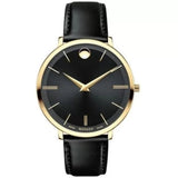  Shop Authentic Movado Ultra Slim Black Dial Black Leather Strap Watch For Women - 0607091 - Luxxuri