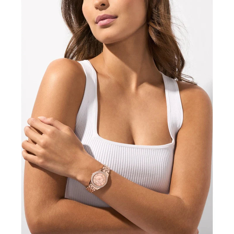  Shop Authentic Michael Kors Harlowe Three-Hand Rose Gold Dial Rose Gold Steel Strap Watch for Women - MK4845 - Luxxuri