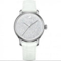  Shop Authentic Swarovski Crystalline Hours Silver Dial White Leather Strap Watch for Women - 5295383 - Luxxuri